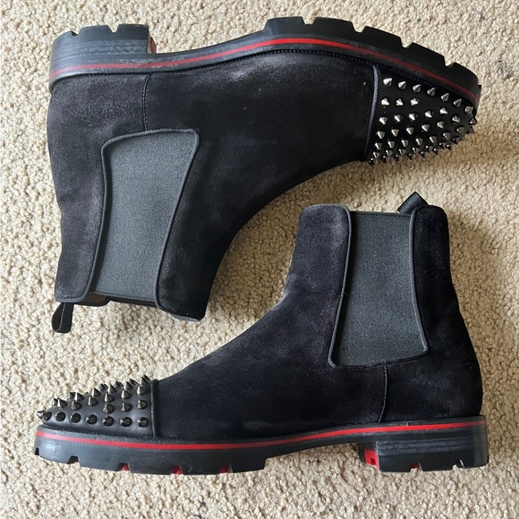 Christian Louboutin black suede spiked boots. 12 *READ* - Picture 3 of 15